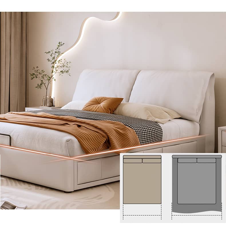 Modern Queen Size Bed with Pine Frame & Cotton Upholstered Headboard for Bedroom hmzsh-1269 Modern Queen Size Bed with Pine Frame & Cotton Upholstered Headboard for Bedroom hmzsh-1269