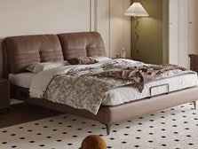 Luxurious Cal King Leather Bed Frame with Storage - Functional Queen Size Design with Upholstered Headboard hmzsh-1543
