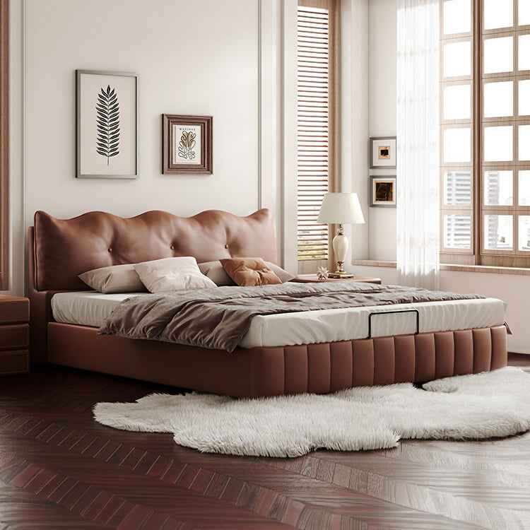 Luxurious Cal King Faux Leather Bed with Storage - Soft Upholstered Headboard for Your Bedroom hmzsh-1545