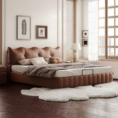 Luxurious Cal King Faux Leather Bed with Storage - Soft Upholstered Headboard for Your Bedroom hmzsh-1545