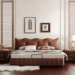 Luxurious Cal King Faux Leather Bed with Storage - Soft Upholstered Headboard for Your Bedroom hmzsh-1545