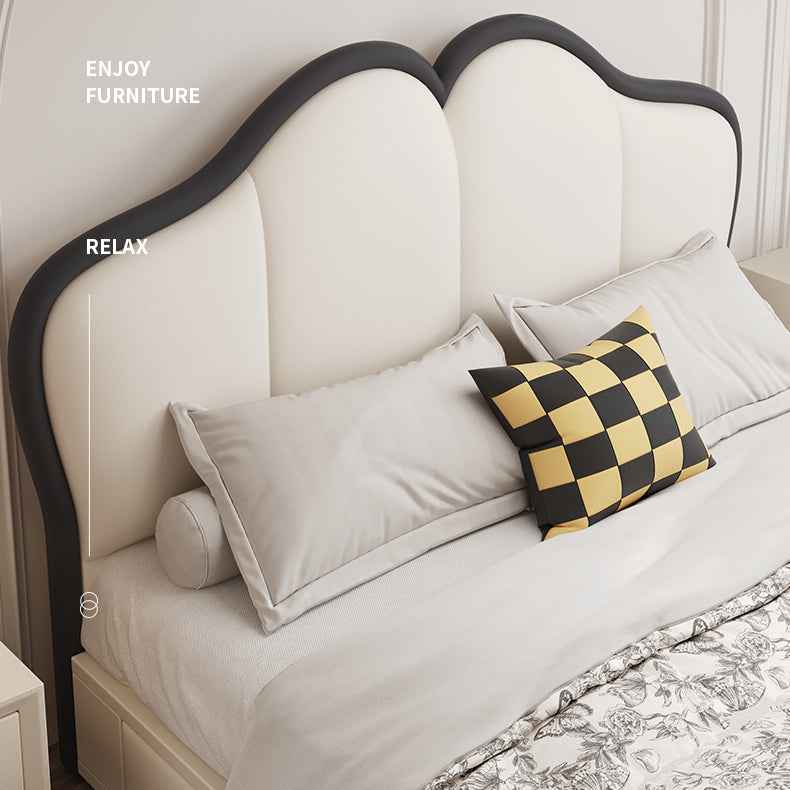 Modern Queen Pine Wood Bed Frame with Storage & Leather Upholstery Headboard hmzsh-1547 Modern Queen Pine Wood Bed Frame with Storage & Leather Upholstery Headboard hmzsh-1547