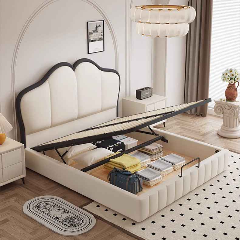 Modern Queen Pine Wood Bed Frame with Storage & Leather Upholstery Headboard hmzsh-1547 Modern Queen Pine Wood Bed Frame with Storage & Leather Upholstery Headboard hmzsh-1547