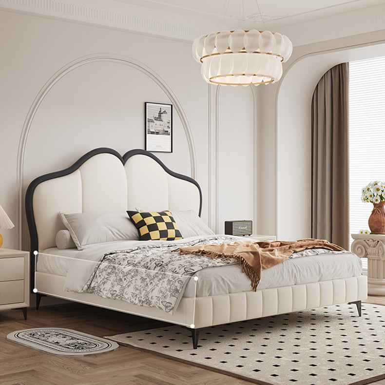 Modern Queen Pine Wood Bed Frame with Storage & Leather Upholstery Headboard hmzsh-1547