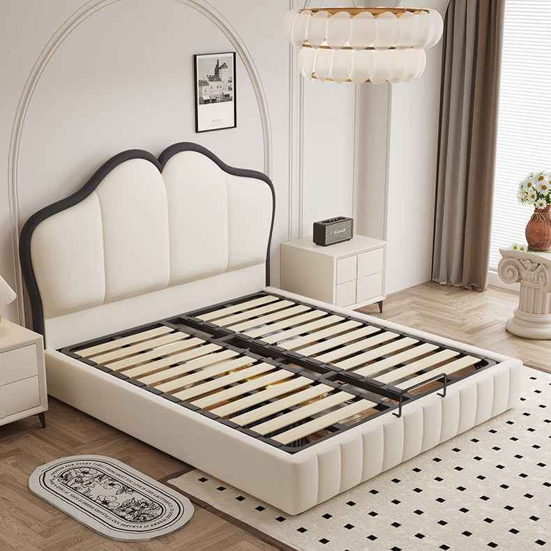 Modern Queen Pine Wood Bed Frame with Storage & Leather Upholstery Headboard hmzsh-1547 Modern Queen Pine Wood Bed Frame with Storage & Leather Upholstery Headboard hmzsh-1547