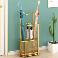 Elegant Gold Umbrella Stand - Stylish Metal Organizer for Entryway hsen-2031