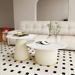 Sleek Sintered Stone Solid Wood Coffee Table Faux Leather Finish Modern Living Room Elegance hsj-2256