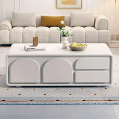 Modern White Coffee Table with Storage Drawers for Living Room Decor - hsj-2263