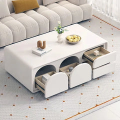 Modern White Coffee Table with Storage Drawers for Living Room Decor - hsj-2263