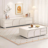 Modern White Coffee Table with Storage Drawers for Living Room Decor - hsj-2263