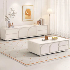 Modern White Coffee Table with Storage Drawers for Living Room Decor - hsj-2263