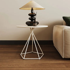 Modern White Minimalist Metal Frame Coffee Table - Stylish Living Room Accent hsj-2266
