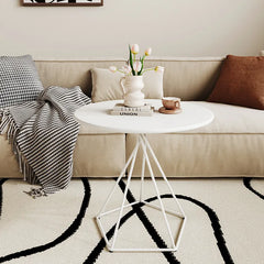 Modern White Minimalist Metal Frame Coffee Table - Stylish Living Room Accent hsj-2266