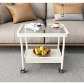 Modern Glass Rolling Cart with Storage Shelf for Living Room Decor - hsj-2270