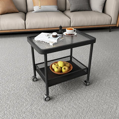 Modern Glass Rolling Cart with Storage Shelf for Living Room Decor - hsj-2270