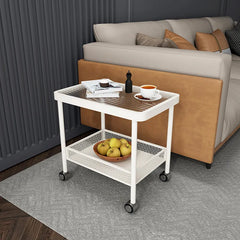 Modern Glass Rolling Cart with Storage Shelf for Living Room Decor - hsj-2270