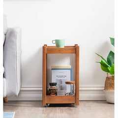 Rectangular Bamboo End Table with Two-Tier for Storage - Modern for Livingroom hsl-300