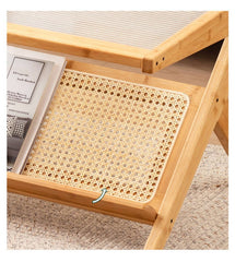 Stylish Bamboo Coffee Table in Rectangular with Glass Top - Durable ABS Resin Design hsl-79