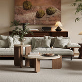 Modern Oak Wood Stone Coffee Table - Elevate Your Living Room Décor hty-2058