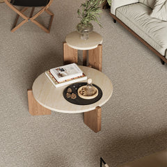 Modern Oak Wood Stone Coffee Table - Elevate Your Living Room Décor hty-2058