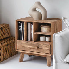 Pine Wood Bedside Cupboard with Storage Drawer – Stylish Nightstand for Bedroom Decor hty-2064