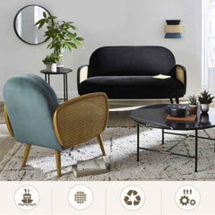 Luxurious Ash Wood Sofa with Velvet Upholstery - Stylish & Durable Design for Living Room htzm-1503