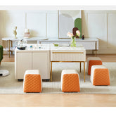 Modern Rectangular Lift-Top Coffee Table Set with Storage & 4 Ottomans - 2 Pieces Design hx-1576