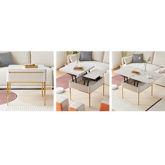 Modern Rectangular Lift-Top Coffee Table Set with Storage & 4 Ottomans - 2 Pieces Design hx-1576