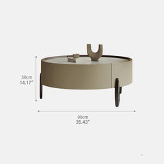 Solid Wood Coffee Table with Sintered Stone Top and Faux Leather Accents hxj-2703