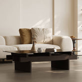 Solid Wood and Tempered Glass Coffee Table - Elegant Design for Modern Living Spaces hxj-2725