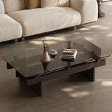 Solid Wood and Tempered Glass Coffee Table - Elegant Design for Modern Living Spaces hxj-2725