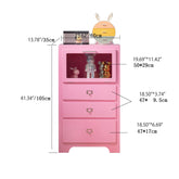 Stylish Candy Colors Solid Wood Cabinet with Tempered Glass Display Shelves hyj-2298