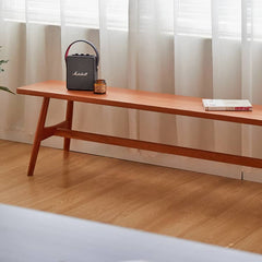 Elegant Grey Brown Stool with Natural Wood Legs in Black Walnut and Cherry Wood, Upholstered in Cotton-Linen Blend hykmq-746