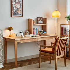 Elegant Red Oak Natural Wood Desk - Timeless Beauty for Your Home! hykmq-748