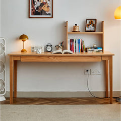 Elegant Red Oak Natural Wood Desk - Timeless Beauty for Your Home! hykmq-748