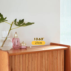 Elegant Cherry Wood Makeup Vanity with Copper Accents & Glass Top hykmq-752