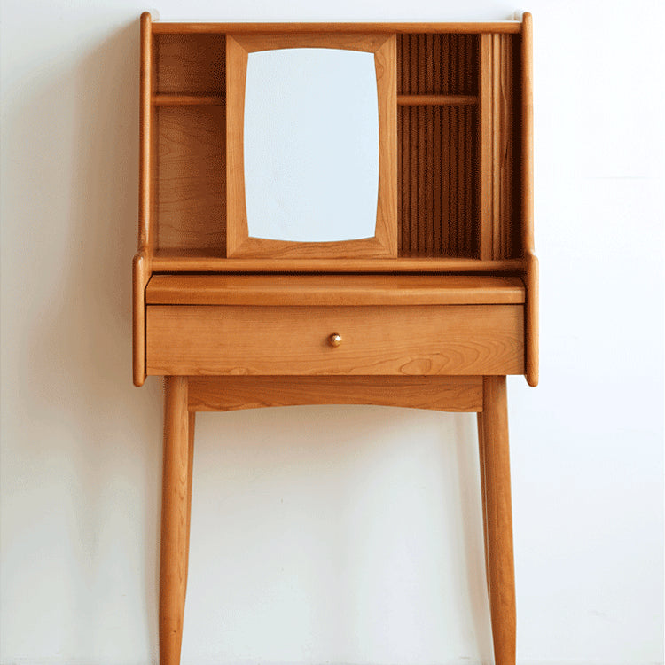 Elegant Cherry Wood Makeup Vanity with Copper Accents & Glass Top hykmq-752 Elegant Cherry Wood Makeup Vanity with Copper Accents & Glass Top hykmq-752