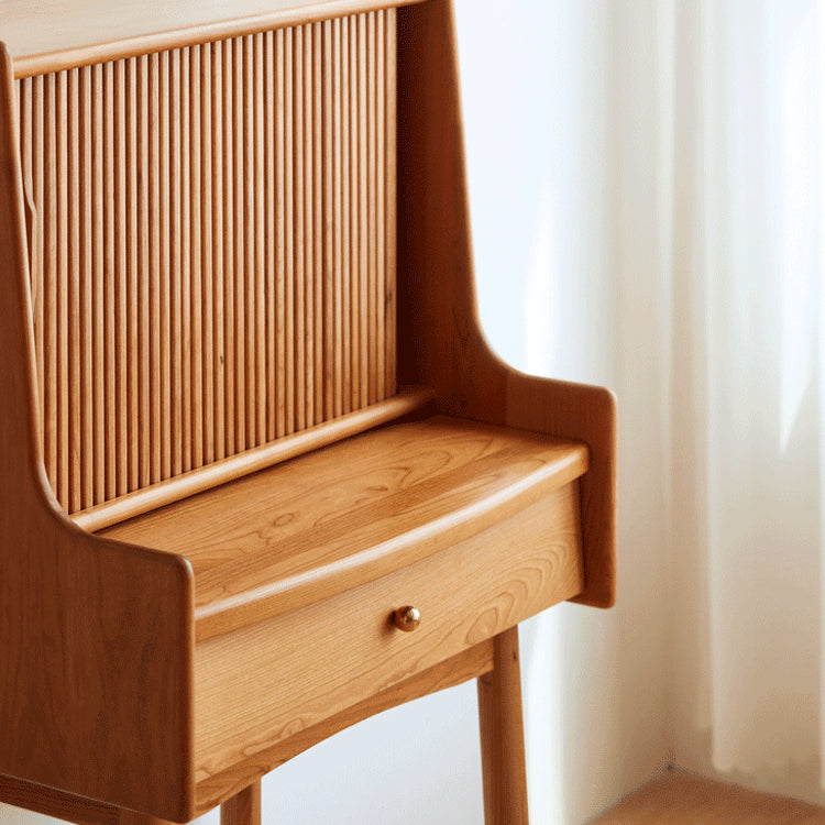 Elegant Cherry Wood Makeup Vanity with Copper Accents & Glass Top hykmq-752 Elegant Cherry Wood Makeup Vanity with Copper Accents & Glass Top hykmq-752
