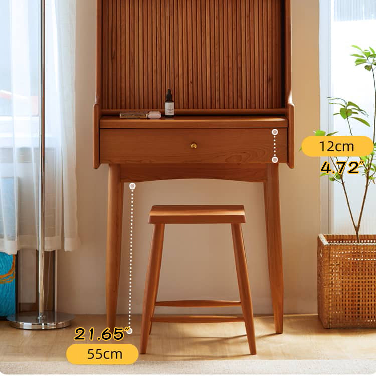 Elegant Cherry Wood Makeup Vanity with Copper Accents & Glass Top hykmq-752 Elegant Cherry Wood Makeup Vanity with Copper Accents & Glass Top hykmq-752