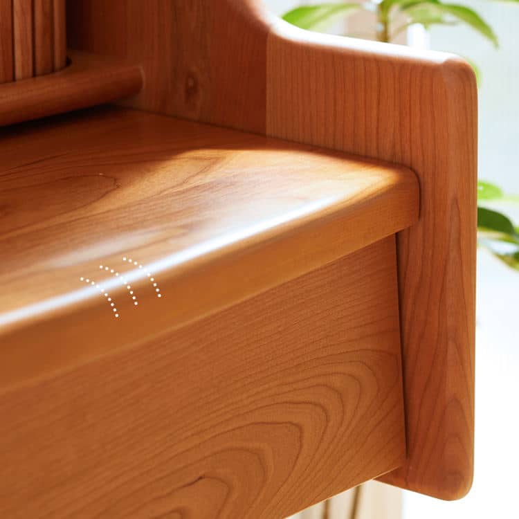 Elegant Cherry Wood Makeup Vanity with Copper Accents & Glass Top hykmq-752 Elegant Cherry Wood Makeup Vanity with Copper Accents & Glass Top hykmq-752