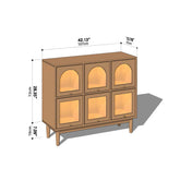 Elegant Cherry Wood Cabinet with Glass Doors and Copper Accents - Natural Finish hykmq-768