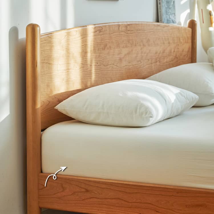 Modern Queen Cherry Wood Bed in Natural Wood Color Durable Cal King Design for Your Room hykmq-771 Modern Queen Cherry Wood Bed in Natural Wood Color Durable Cal King Design for Your Room hykmq-771