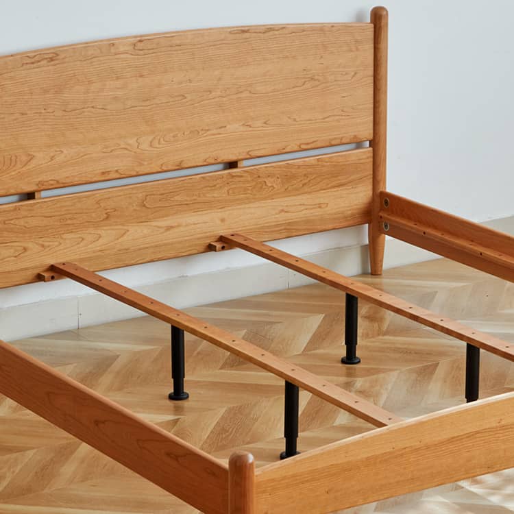 Modern Queen Cherry Wood Bed in Natural Wood Color Durable Cal King Design for Your Room hykmq-771 Modern Queen Cherry Wood Bed in Natural Wood Color Durable Cal King Design for Your Room hykmq-771