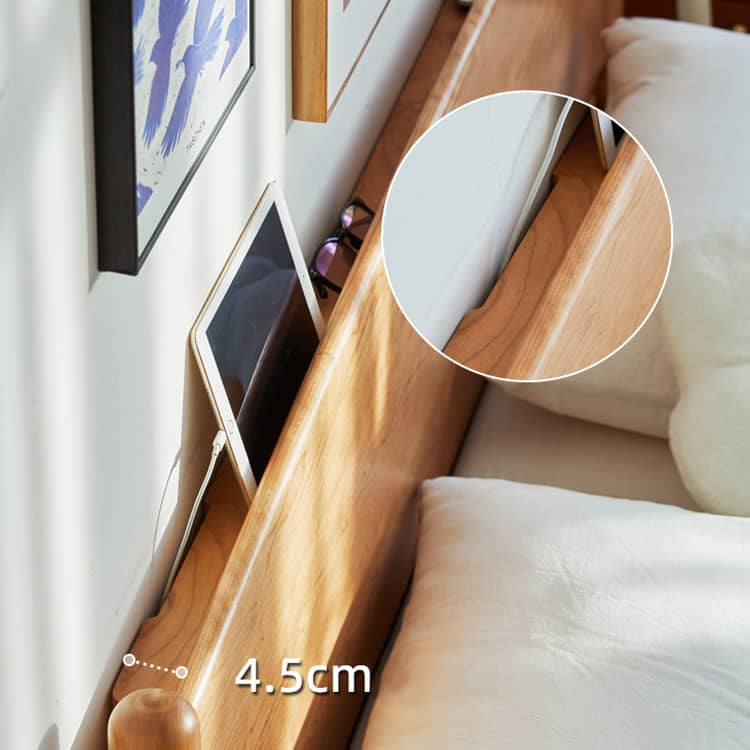 Modern Queen Cherry Wood Bed in Natural Wood Color Durable Cal King Design for Your Room hykmq-771 Modern Queen Cherry Wood Bed in Natural Wood Color Durable Cal King Design for Your Room hykmq-771