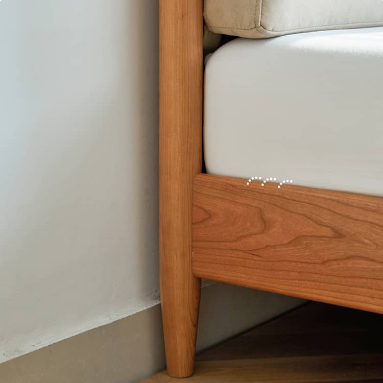Modern Queen Cherry Wood Bed in Natural Wood Color Durable Cal King Design for Your Room hykmq-771 Modern Queen Cherry Wood Bed in Natural Wood Color Durable Cal King Design for Your Room hykmq-771