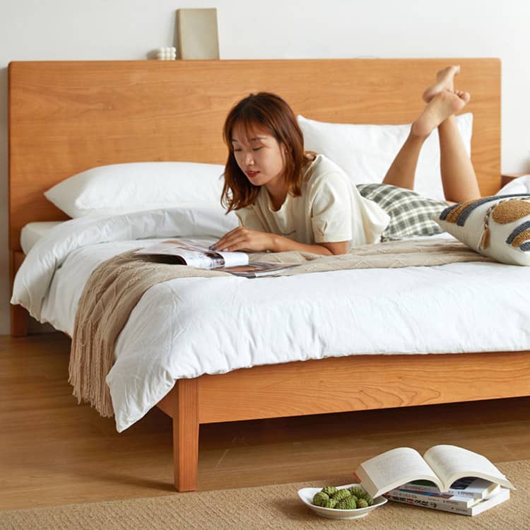 Modern Cherry Wood California King Size Bed – Durable Design with Beech Wood Frame Queen Size hykmq-772 Modern Cherry Wood California King Size Bed – Durable Design with Beech Wood Frame Queen Size hykmq-772