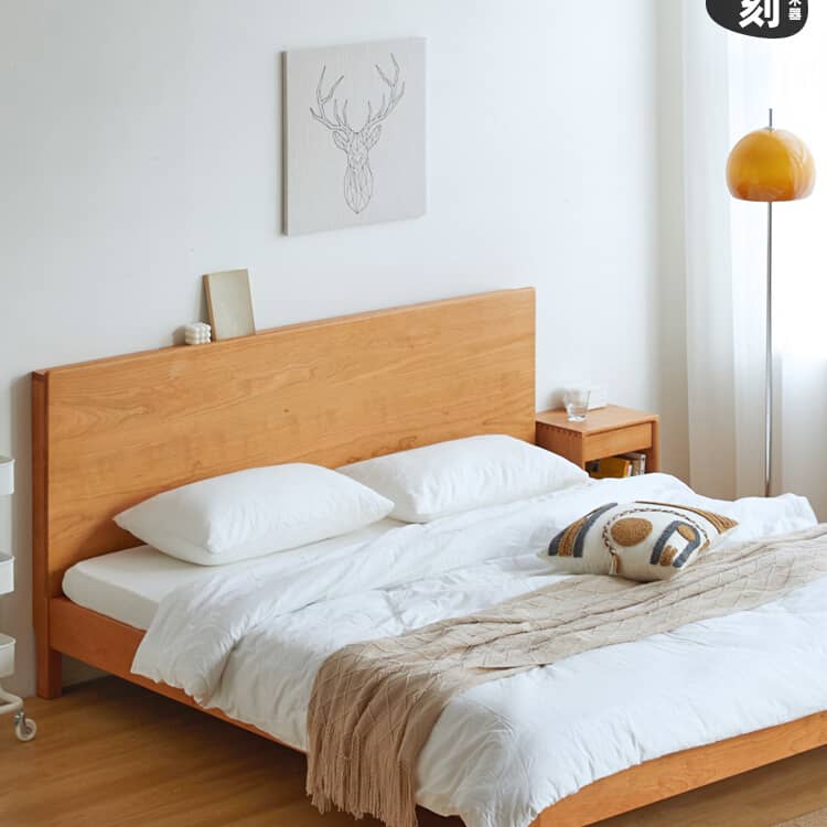 Modern Cherry Wood California King Size Bed – Durable Design with Beech Wood Frame Queen Size hykmq-772 Modern Cherry Wood California King Size Bed – Durable Design with Beech Wood Frame Queen Size hykmq-772