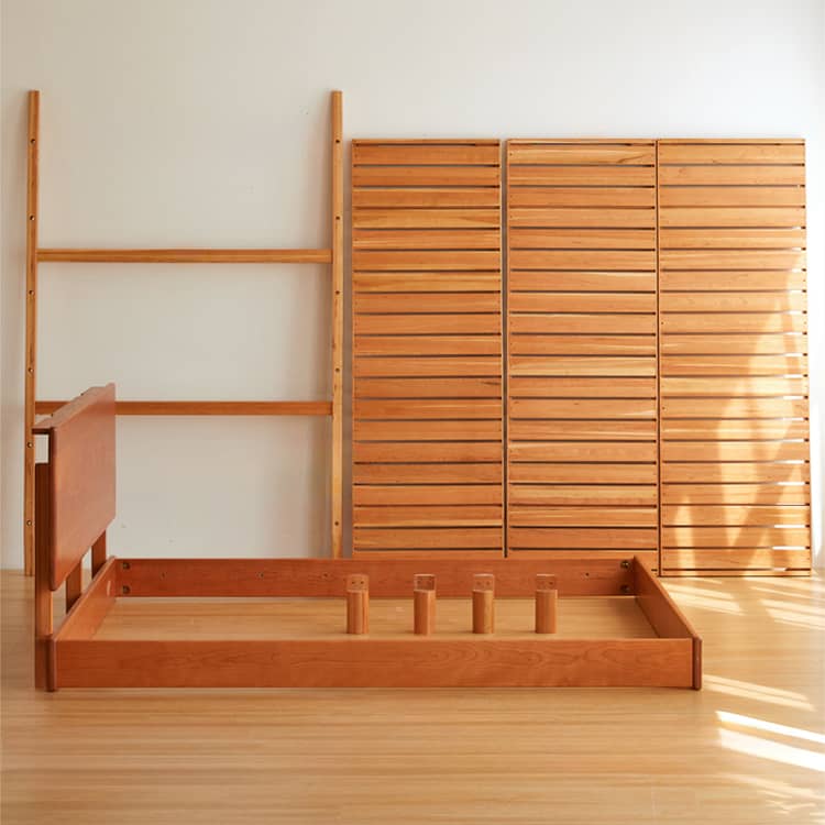 Modern Queen Size Cherry Wood Bed Frame - Natural Wood Finish California King Size Bed for Bedroom hykmq-773 Modern Queen Size Cherry Wood Bed Frame - Natural Wood Finish California King Size Bed for Bedroom hykmq-773