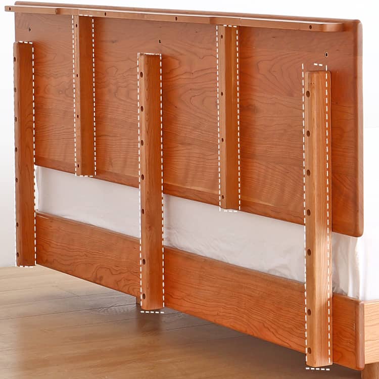Modern Queen Size Cherry Wood Bed Frame - Natural Wood Finish California King Size Bed for Bedroom hykmq-773 Modern Queen Size Cherry Wood Bed Frame - Natural Wood Finish California King Size Bed for Bedroom hykmq-773