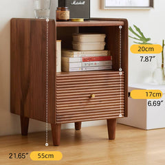 Elegant Brown Black Walnut Nightstand with Copper Accents - Stylish Storage Solution hykmq-778